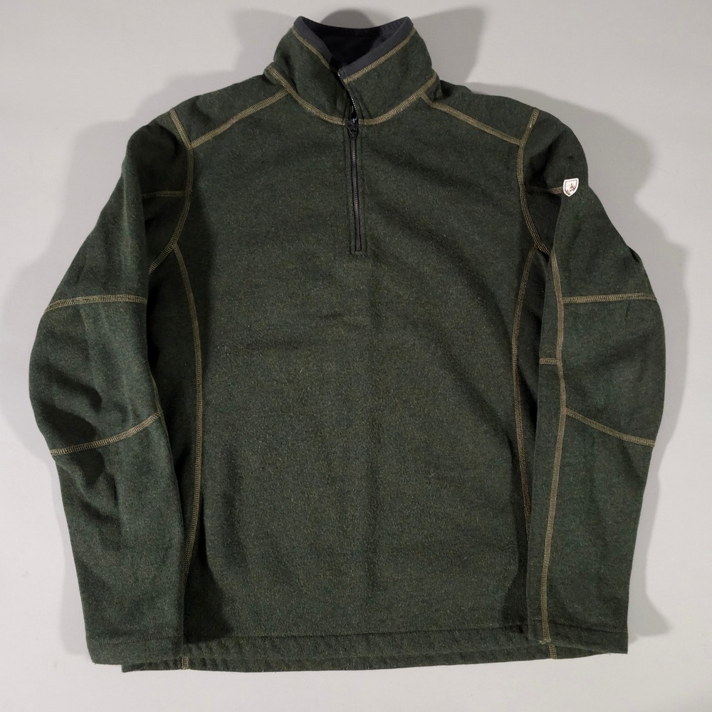 KUHL Revel 1/4 Zip Pullover Mens Medium Green Technical Fleece Sweater 3007